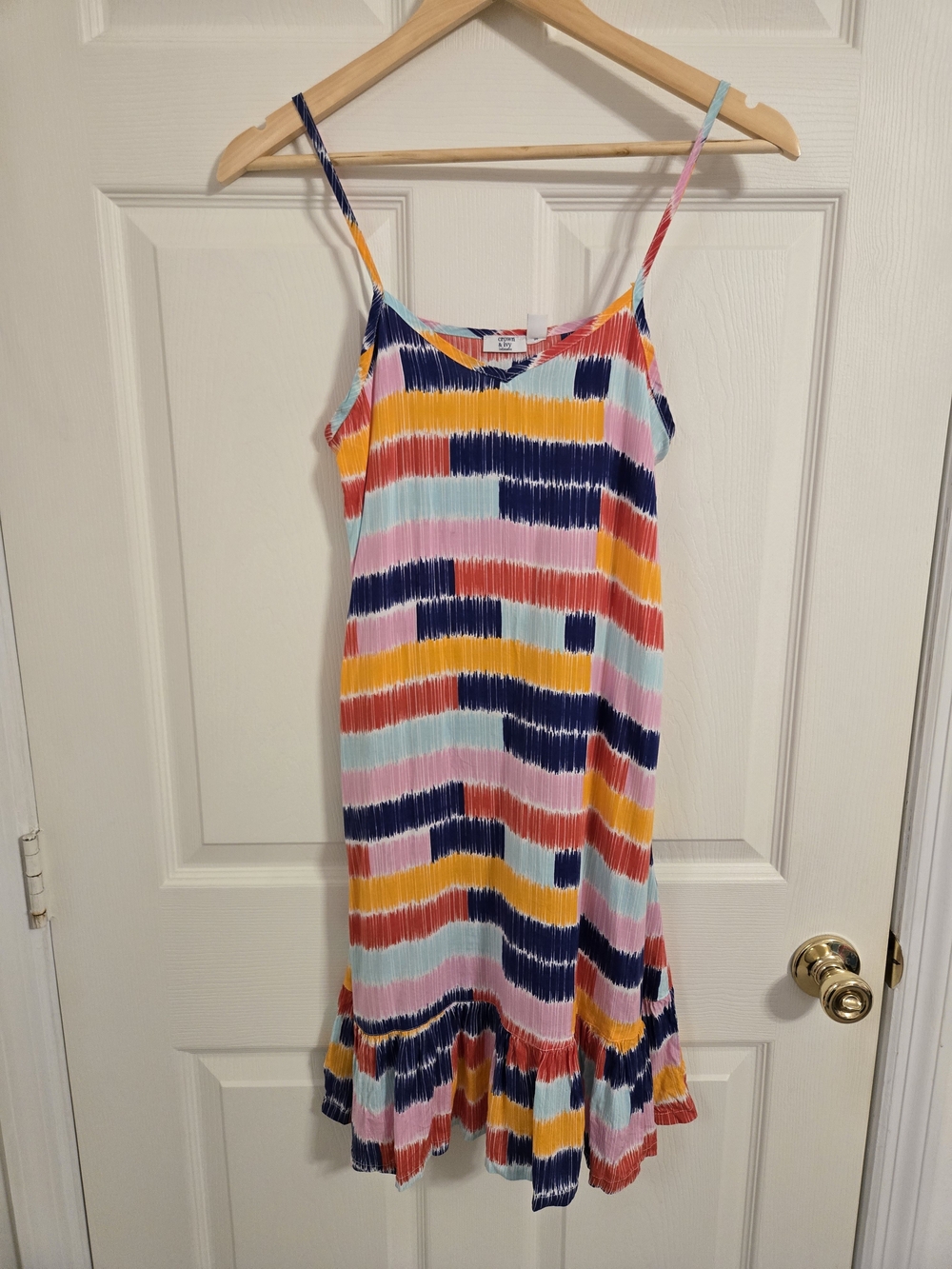 Crown & Ivy Intimates Red  Colorblock Spaghetti Strap Midi Slip Dress Size Small